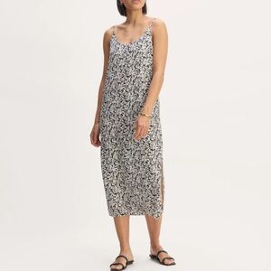 Everlane The Summer Slip Dress Black / Bone Mini Floral Size 12